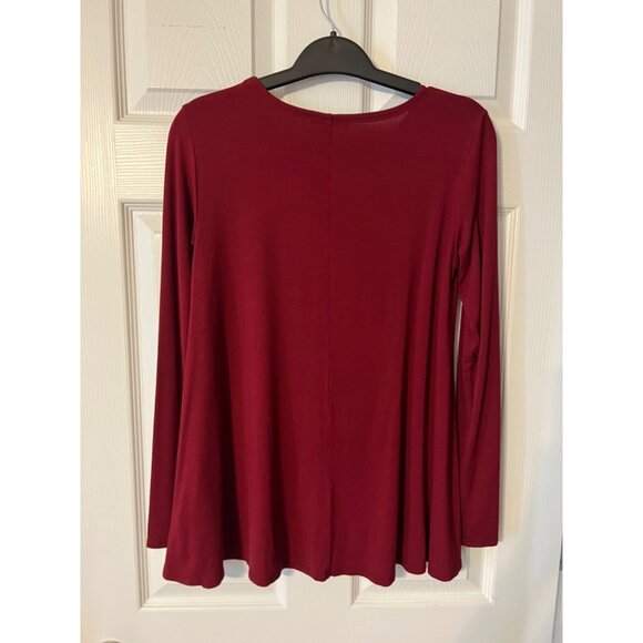 Eileen Fisher Top Dark Red XS Extra Small Long Sleeve Stretch Fall Winter - Picture 4 of 5